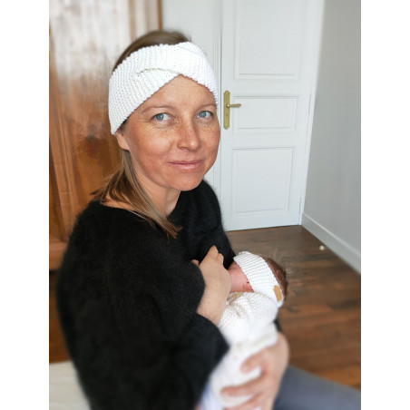 Vintage hoofdband breipakket: voor baby, meisje en mama, van zachte wol