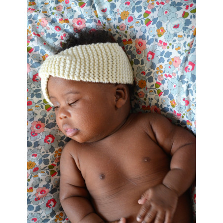 Kit de Tricô para Tiara Vintage: para bebê, menina e mamãe, em lã macia
