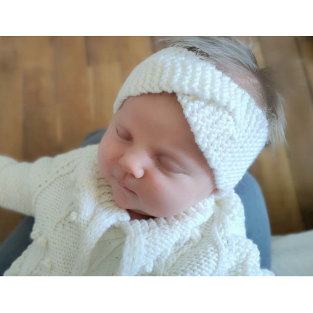 Kit de Tricô para Tiara Vintage: para bebê, menina e mamãe, em lã macia