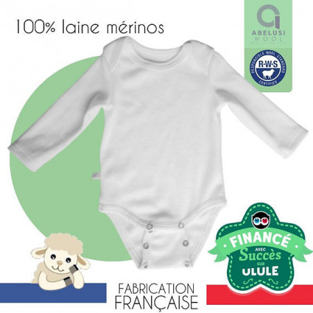 Bodi od 100% merino vune koji raste - proizvedeno u Francuskoj
