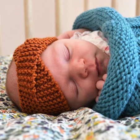 Kit de Tricô para Tiara Vintage: para bebê, menina e mamãe, em lã macia